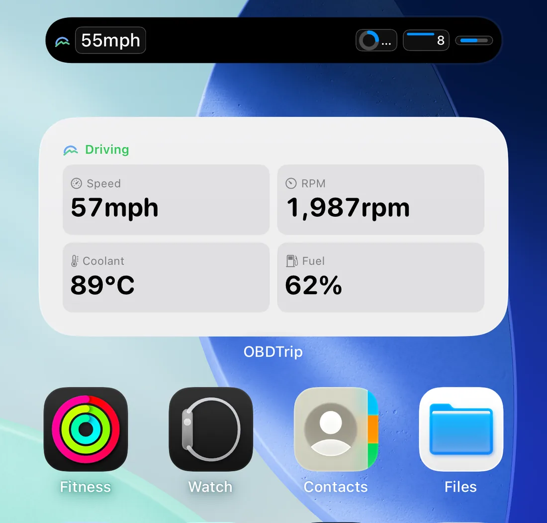 The medium Home Screen widget showing four readings.